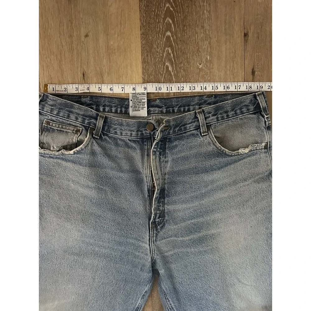 Carhartt Work Jean 42x32 Relaxed Fit Distressed Utility Workwear Carpenter Denim
